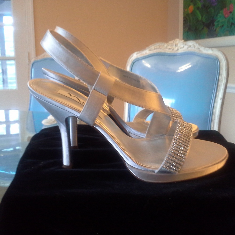 Nina Gloria YS Silver Crystal Sandal Heels - Picture 2 of 8